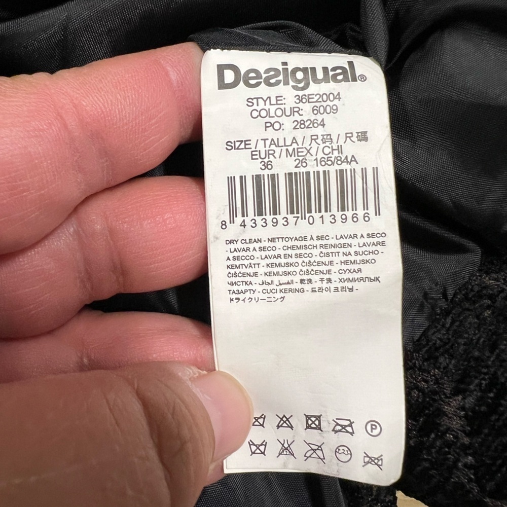 Desigual Womens Black Brown Snake Print Long Button Up Pea Coat Size EU 36 - Picture 7 of 8